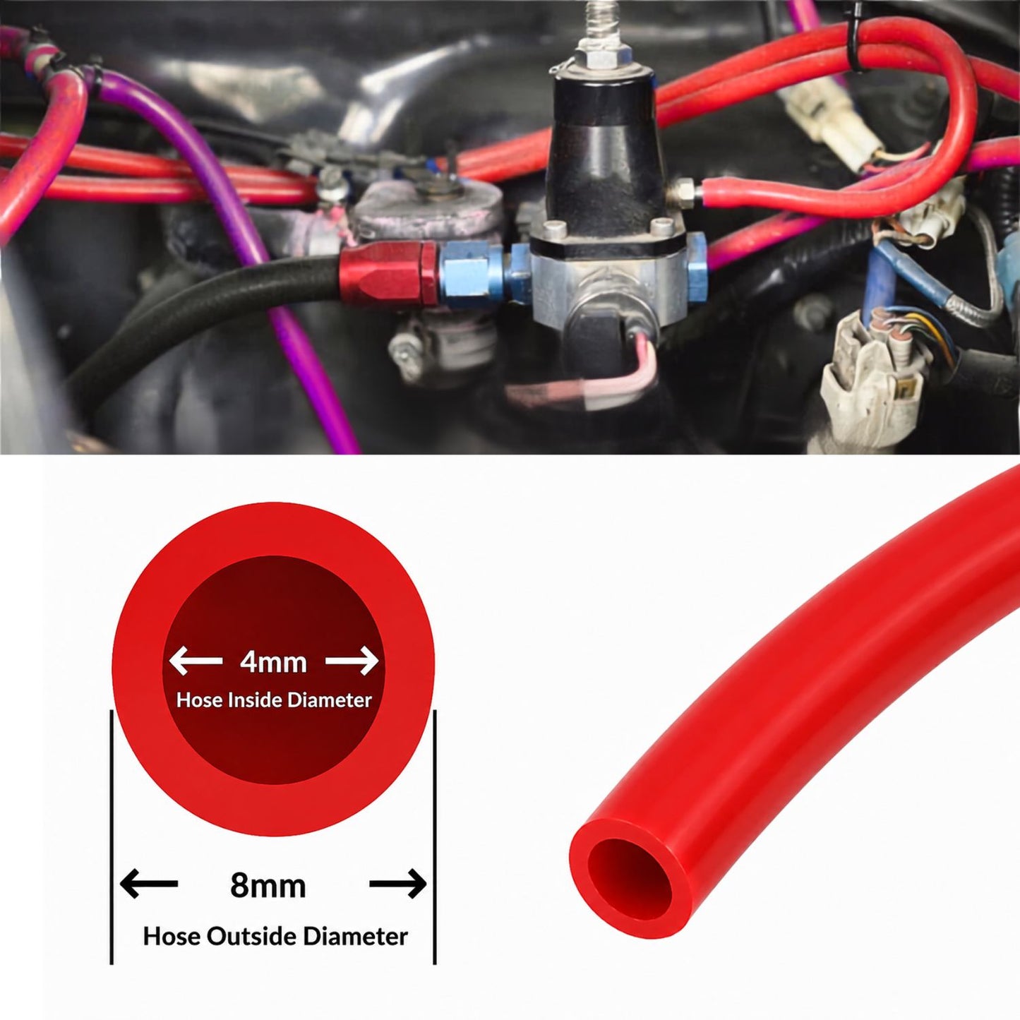 Red High Temp Silicone Vacuum Hose - Sold per meter