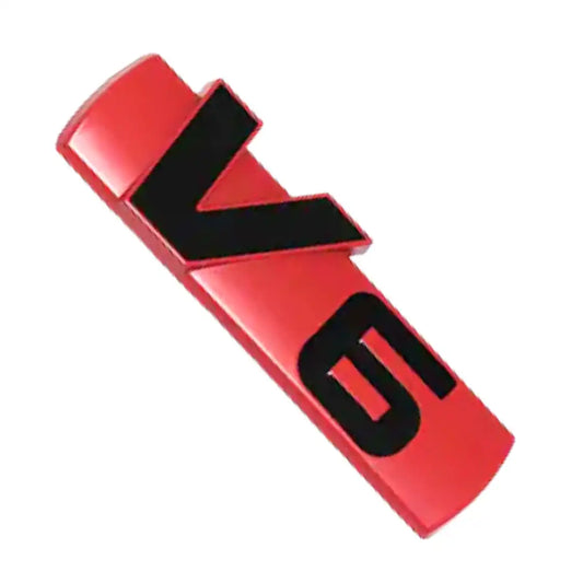 Red V6 Metal Emblem