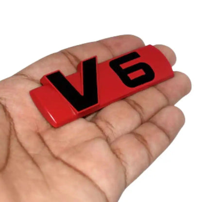 Red V6 Metal Emblem