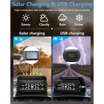 TPMS Solar Tire Pressure Monitoring System For Car