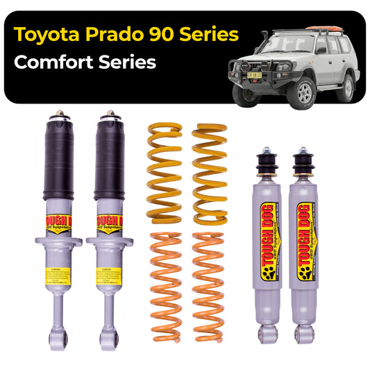 Tough Dog Suspension For Toyota Prado 90 Series Steel Bullbar - 40mm Lift Foam Cell Shocks Comfort Series