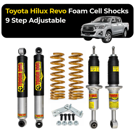 Tough Dog Suspension - Toyota Hilux Revo Foam Cell Shocks 9 Step Adjustable - Comfort Series
