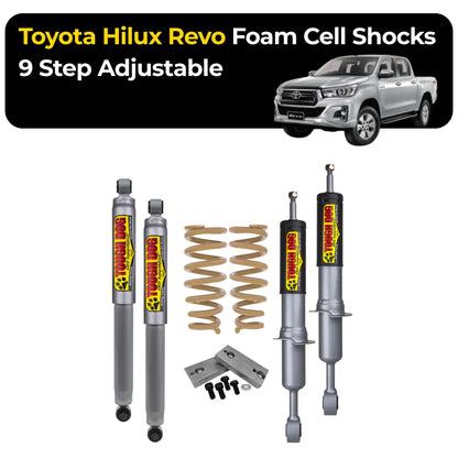 Tough Dog Suspension - Toyota Hilux Revo Foam Cell Shocks 9 Step Adjustable - Comfort Series