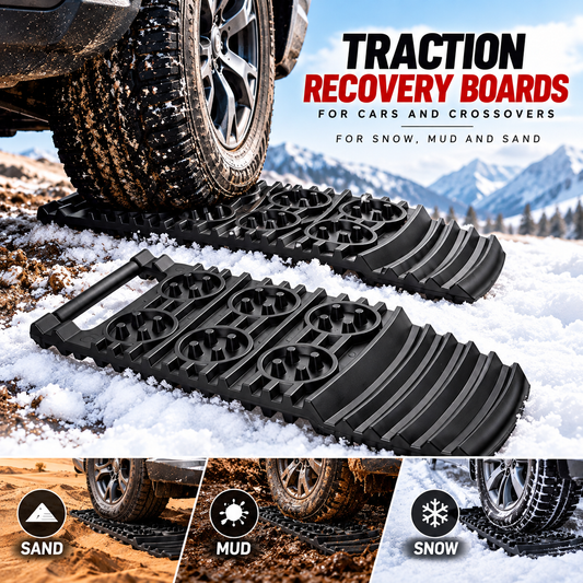 Traction Recovery Boards and Shovel for Cars and Crossovers for Snow, Mud and Sand (Pair)