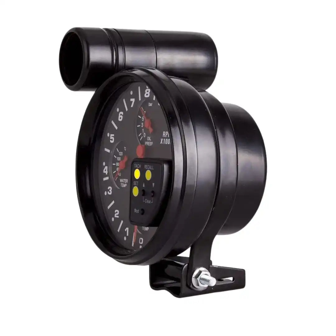 Universal 4-in-1 Automotive Tachometer – 5 inch RPM Gauge with Seat Mount (12V)