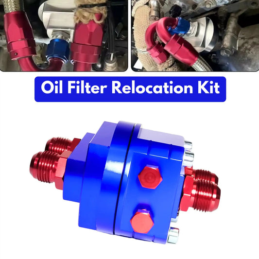 Universal 10-AN Oil Filter Relocation Kit Blue