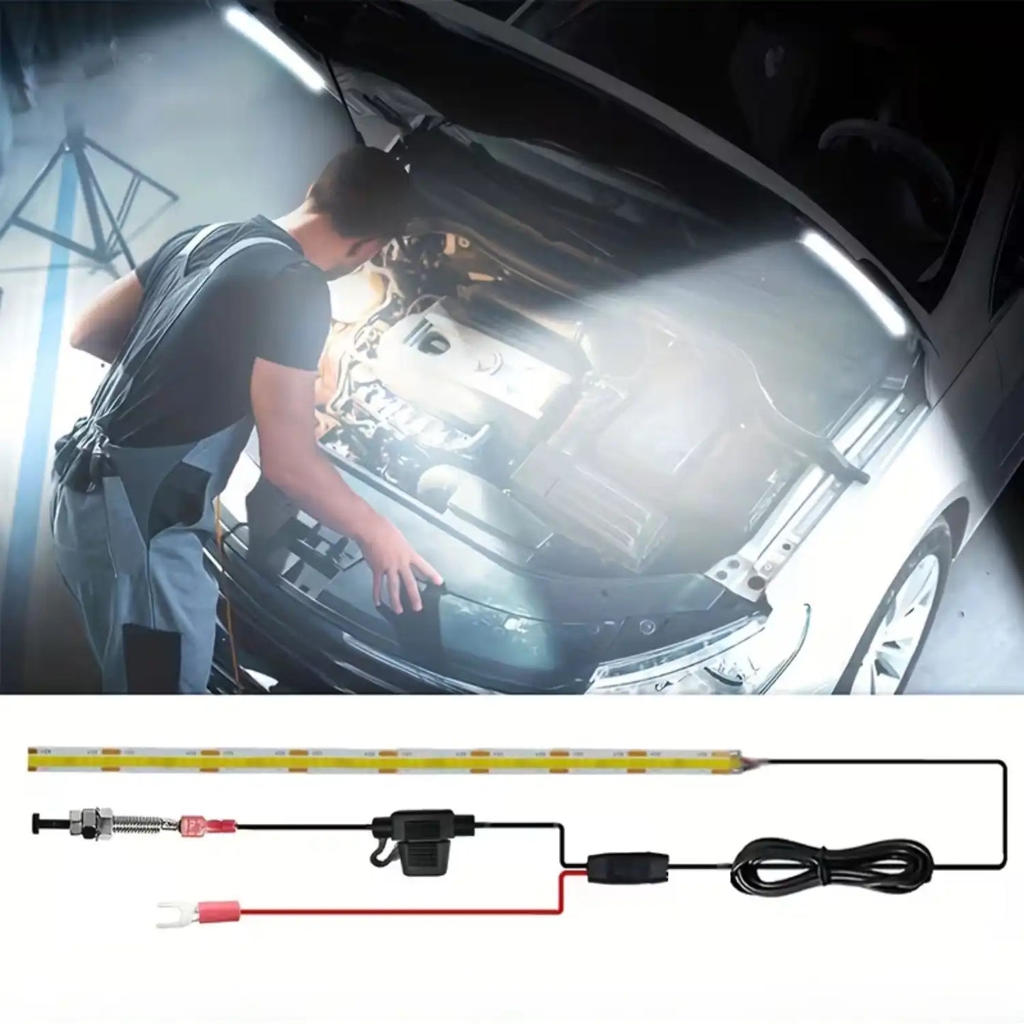 12V White LED COB Strip for Car Under Hood 