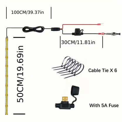 Universal 12V White LED COB Strip for Car Under Hood
