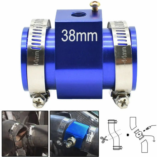 Universal 38mm Water Temp Temperature Radiator Hose Joint Pipe Adapter Blue