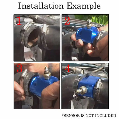 Universal 38mm Water Temp Temperature Radiator Hose Joint Pipe Adapter Blue