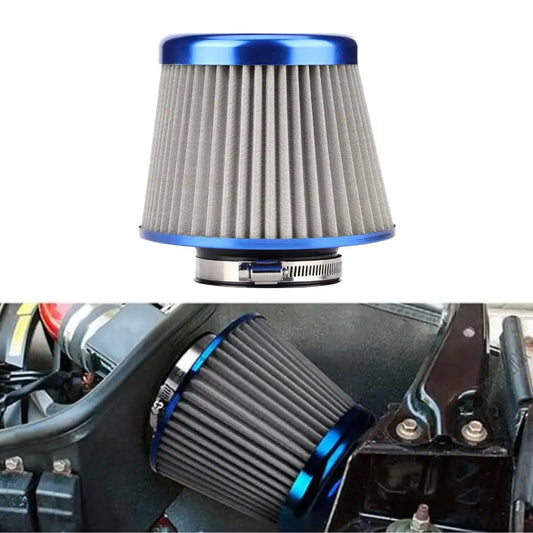 Universal 3 inch Burnt Blue Neck High-Flow Cold Air Intake Filter For Car