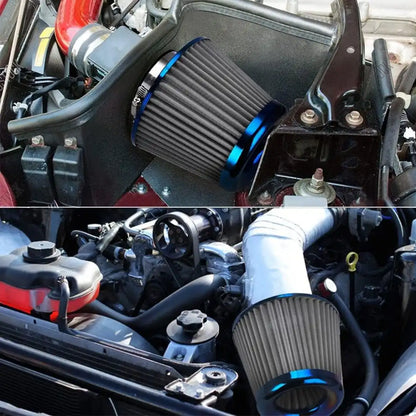 Universal 3 inch Burnt Blue Neck High-Flow Cold Air Intake Filter For Car