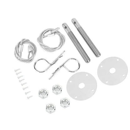 Universal Bonnet Lock Clip Kit Hood Pin Plate For Car