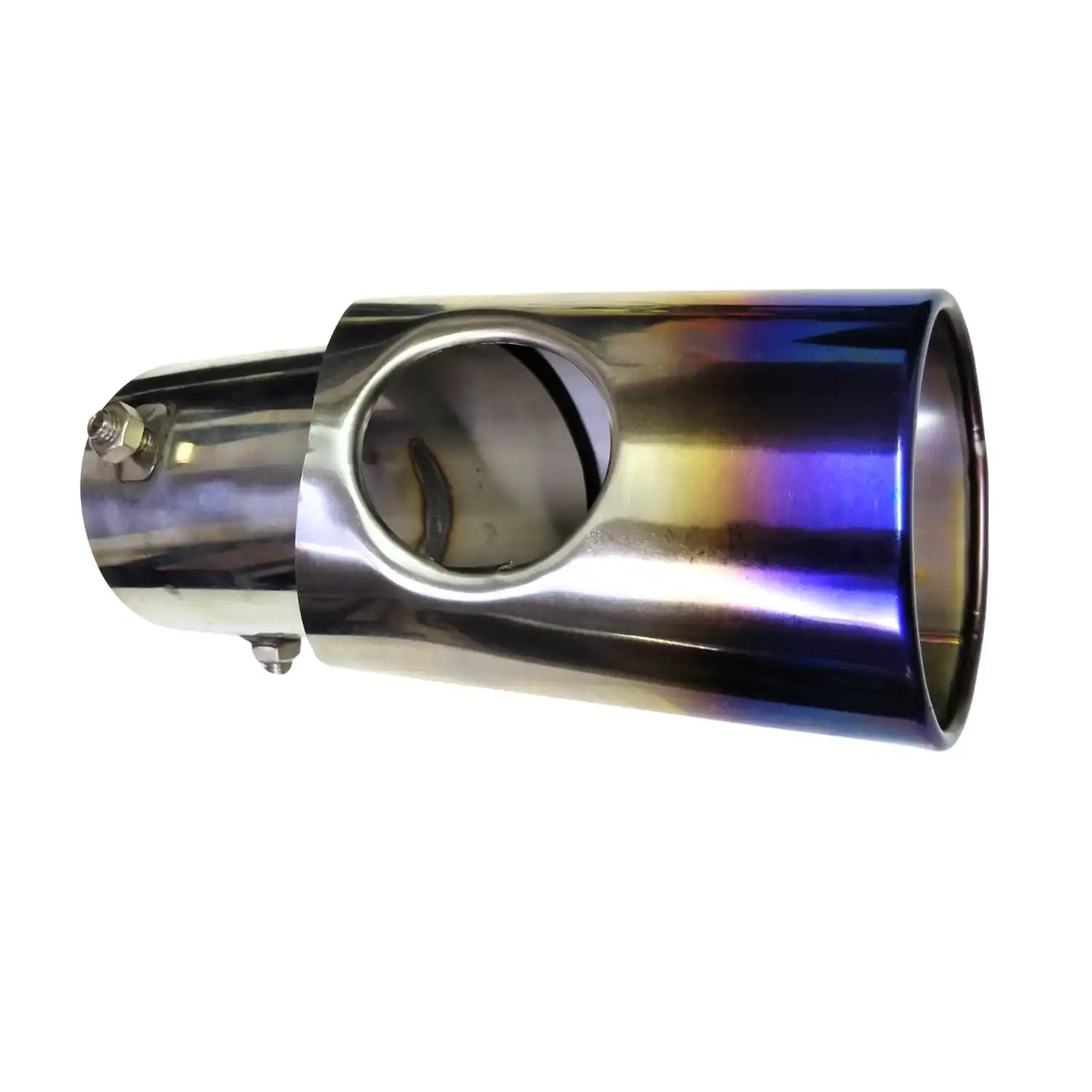 Universal Car Exhaust Muffler Single TIP Stainless Steel Silencer Cover Blue & Silver Color