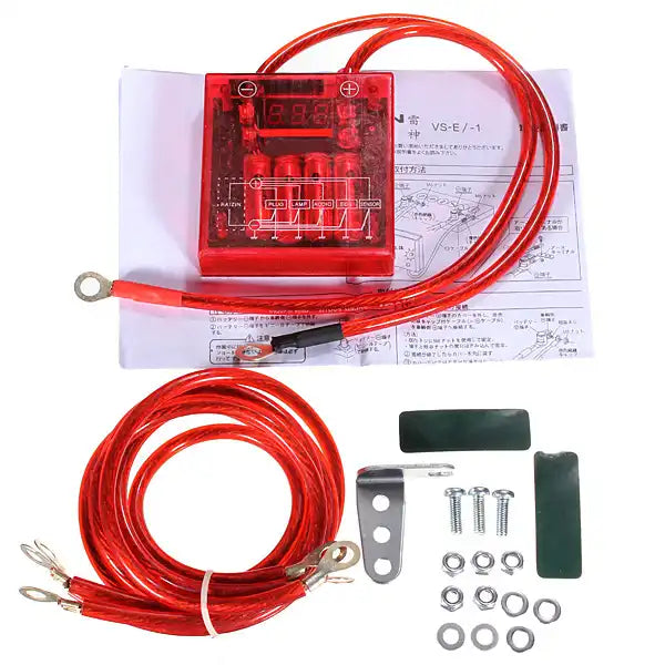  Universal Car Fuel Saver Voltage Stabilizer Regulator Kit with 3 Earth Ground Cables for Car