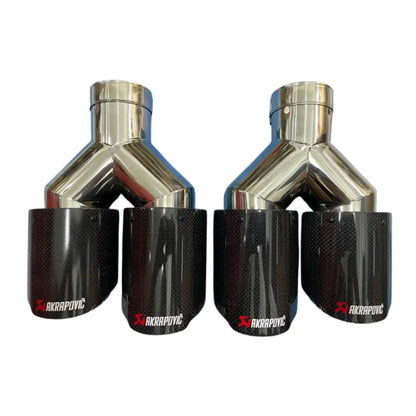 Universal Dual Akrapovic Carbon Fiber Exhaust Tip – Gloss Black Finish