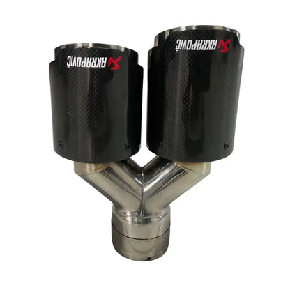 Universal Dual Akrapovic Carbon Fiber Exhaust Tip – Gloss Black Finish