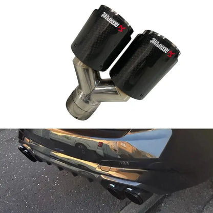 Universal Dual Akrapovic Carbon Fiber Exhaust Tip – Gloss Black Finish