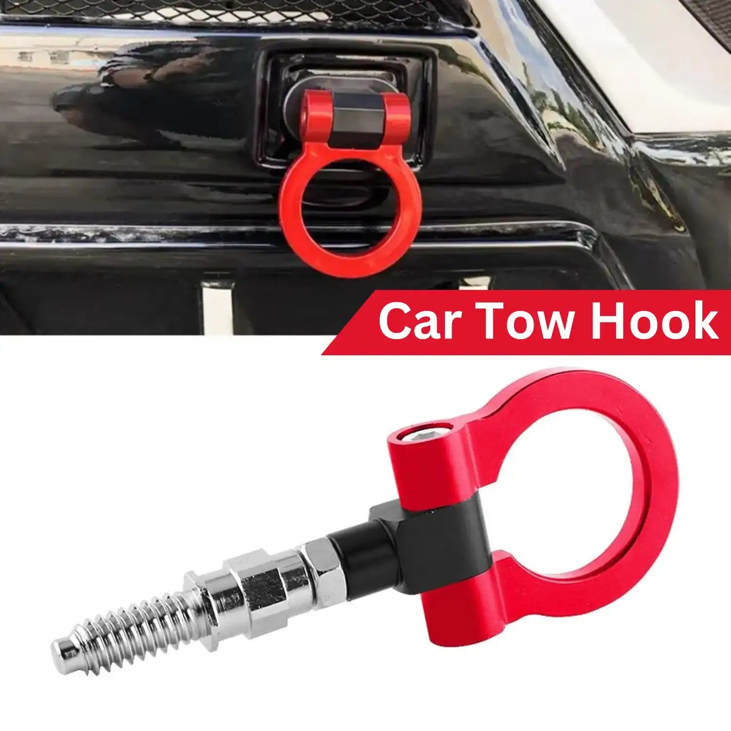 Universal Front Rear Bumper Car Tow Hook Red