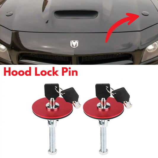 Universal Hood Lock Pin Engine Bonnet Lock Kit with Keys - Red