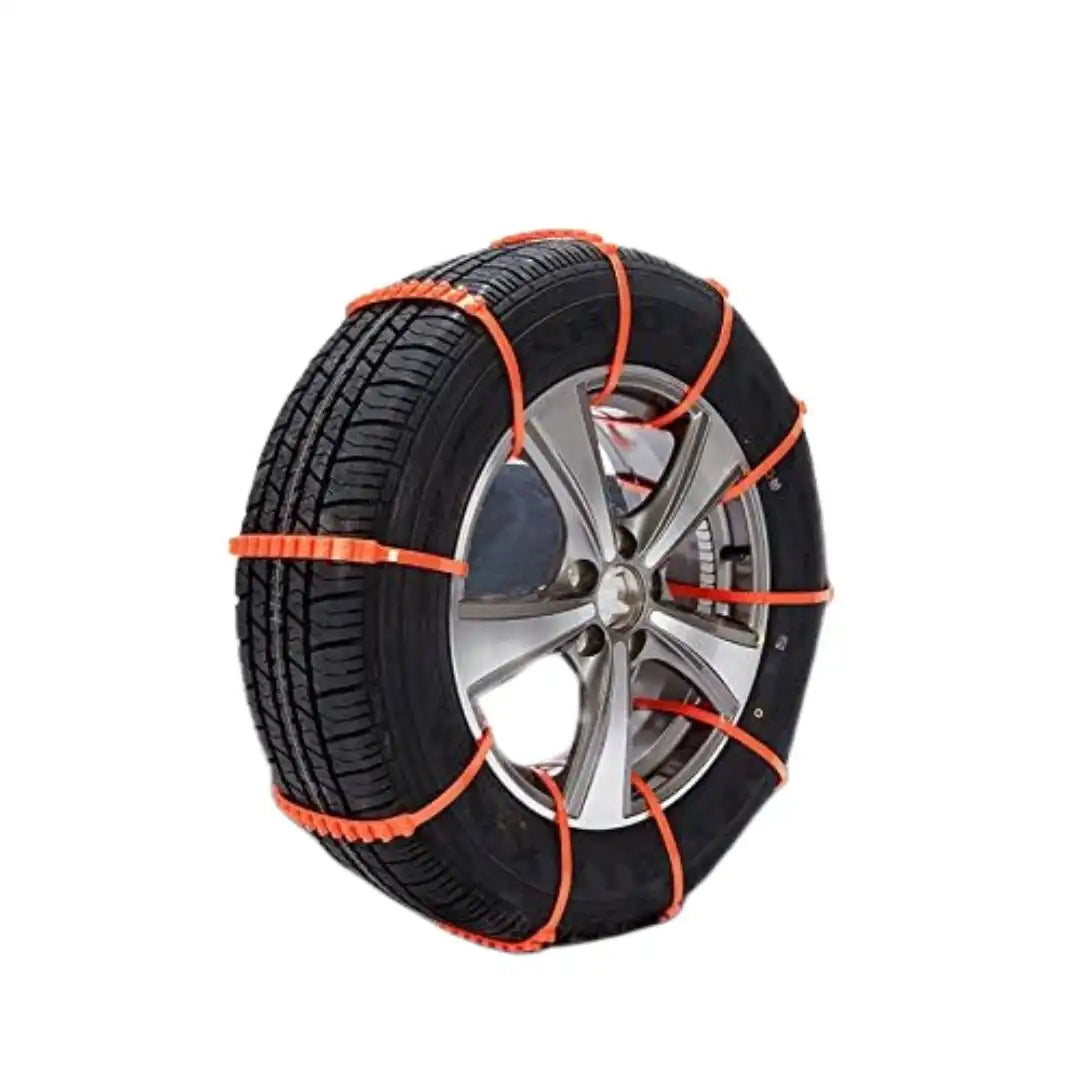 Pack of 4 Universal Nylon Snow Tire Chains (Orange) | 93.5cm Length