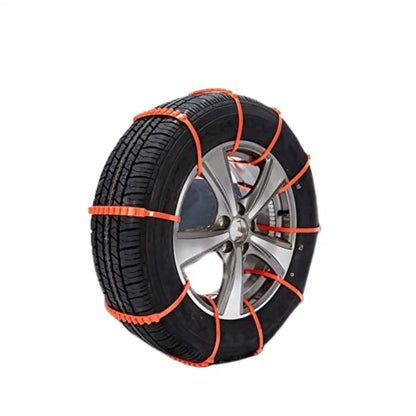 Pack of 4 Universal Nylon Snow Tire Chains (Orange) | 93.5cm Length