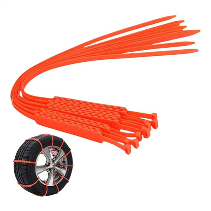 Pack of 4 Universal Nylon Snow Tire Chains (Orange) | 93.5cm Length