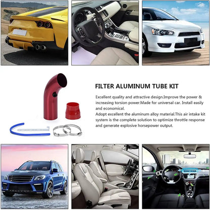 Universal Aluminum Air Intake Pipe Kit – High-Performance Duct Tube with Filter Hose