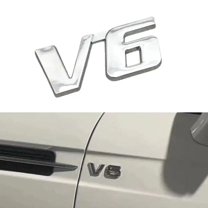 V6 Emblem – Premium 3D Metal Chrome Car Badge