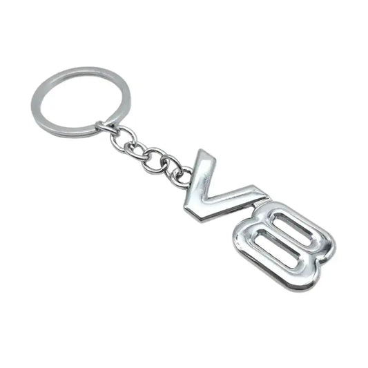 V8 Logo Metal Keychain – High-Strength Alloy Car Key Ring Accessory
