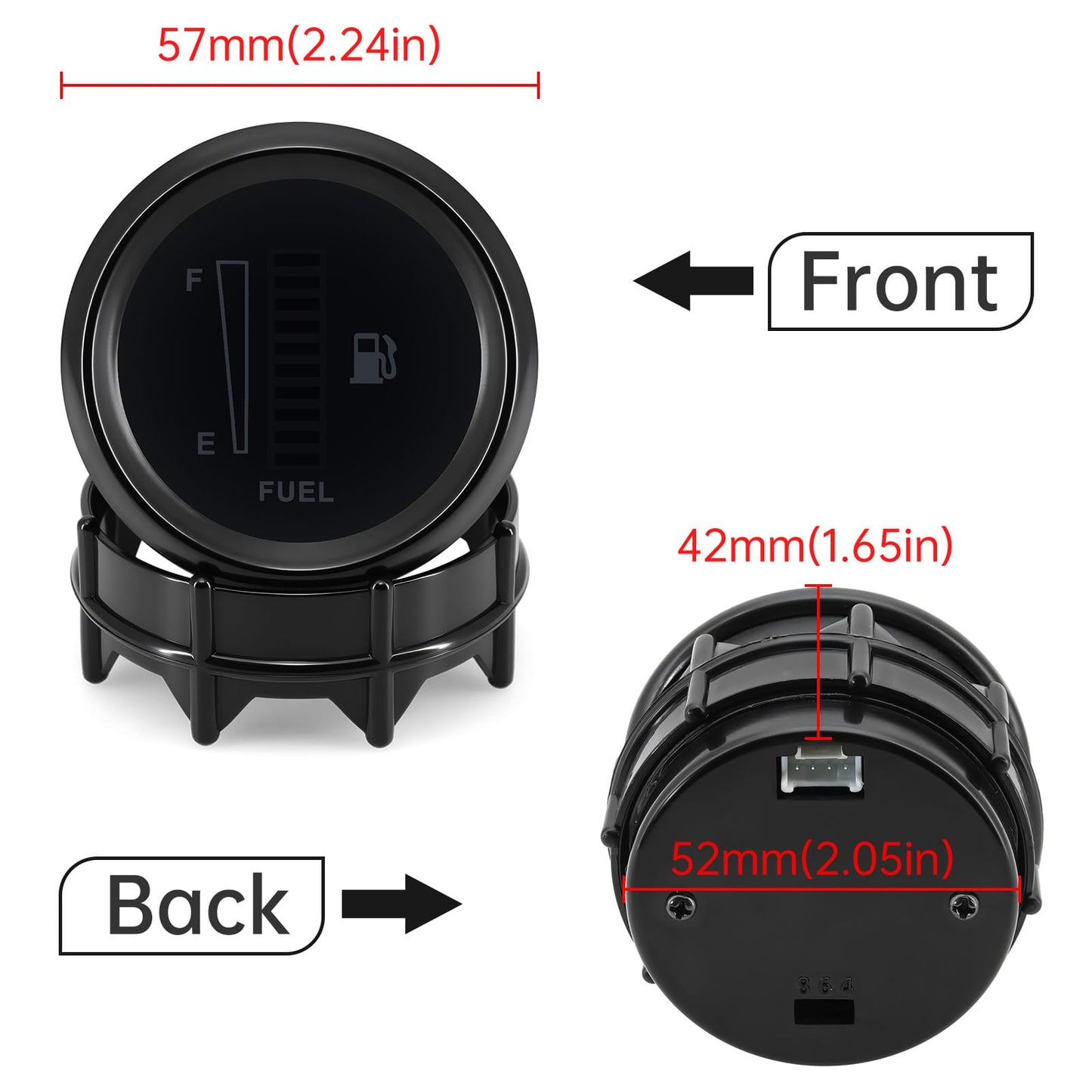 2" 52mm LED Fuel Gauge with Fuel Level Sensor for Car & Motorcycle – 12V Aluminum Alloy Meter