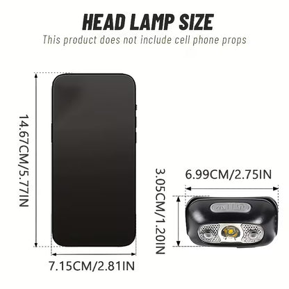 Rechargeable LED Headlamp with Smart Sensor Ideal for Camping, Fishing, Repairs, And Emergency Situations