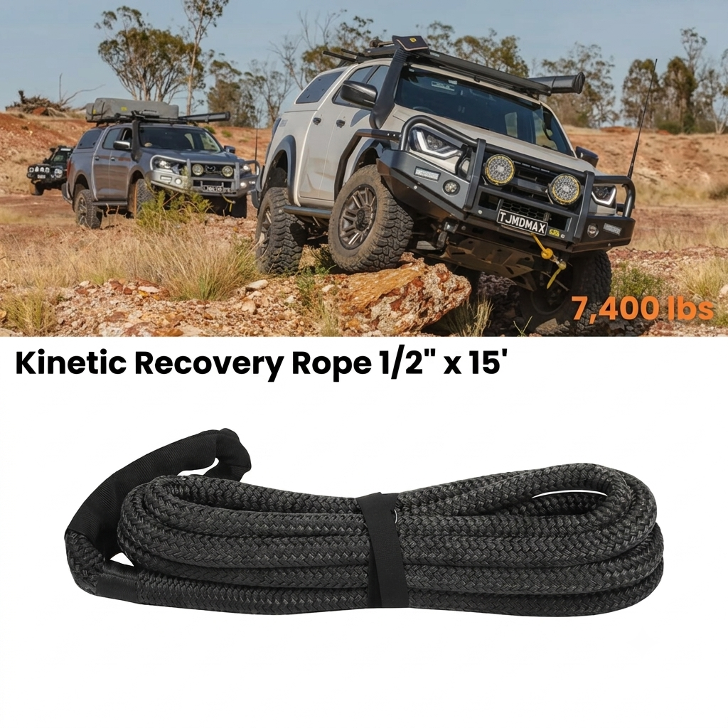 Kinetic Snatch Straps 1/2" x 15', 7,400lb Black