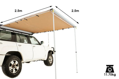 Adventure Kings 2.5x2.5m Side Awning | Suits All Vehicles | Waterproof | UPF50+ Rated