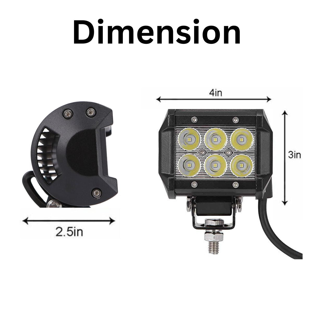 4 inch Work Light 18W For Motorcycle, Car, Trucks, 4WD Vehicles Full Throttle Pakistan