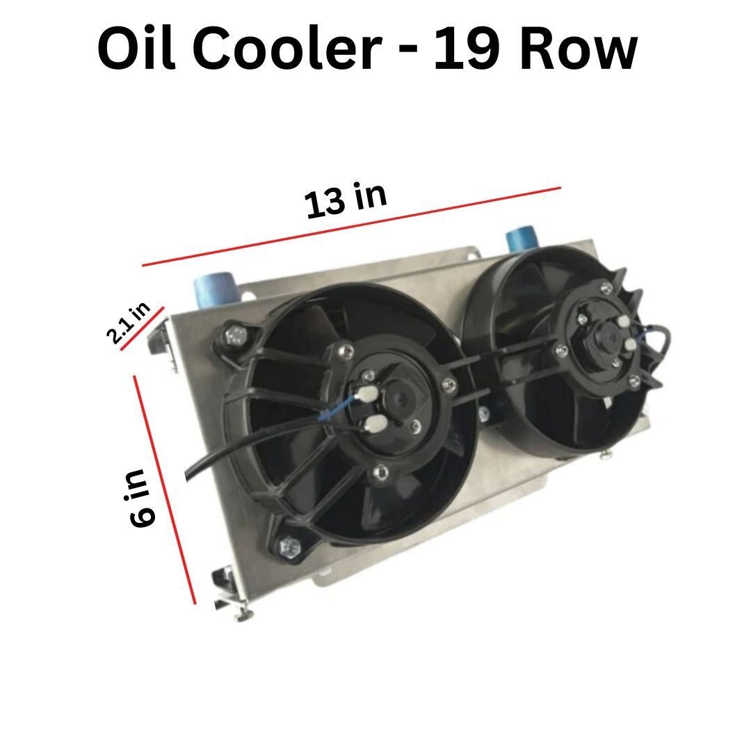 Universal Oil Cooler 19 Row - AN8 Internal Thread with Dual Panasonic 6 inch Cooling Fans