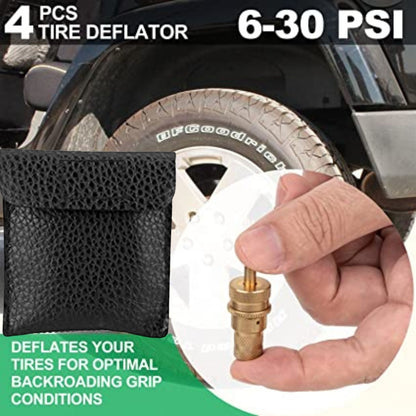 Automatic Tire Deflator, 6-30 PSI Tyre Deflator Kit with Storage Bag for Car, Tires, Truck, Motorcycle, Jeep and ATV (4 Pack) Full Throttle Pakistan