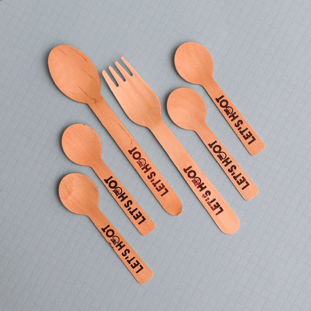Disposable Wooden Cutlery Birchwood Spoons Large - Pack of 12 Pcs Full Throttle Pakistan