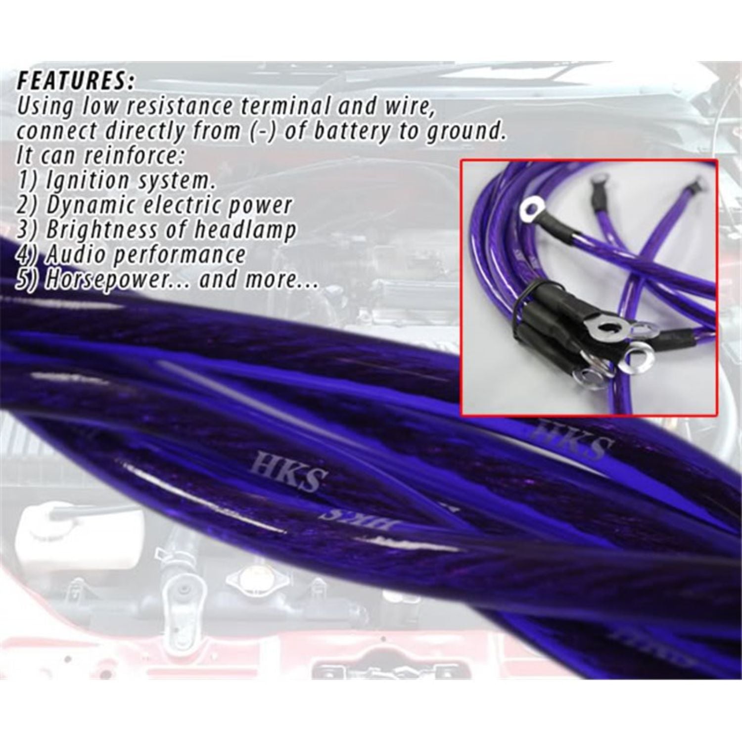 HKS 5 Point Grounding Wiring Cable Purple Full Throttle Pakistan