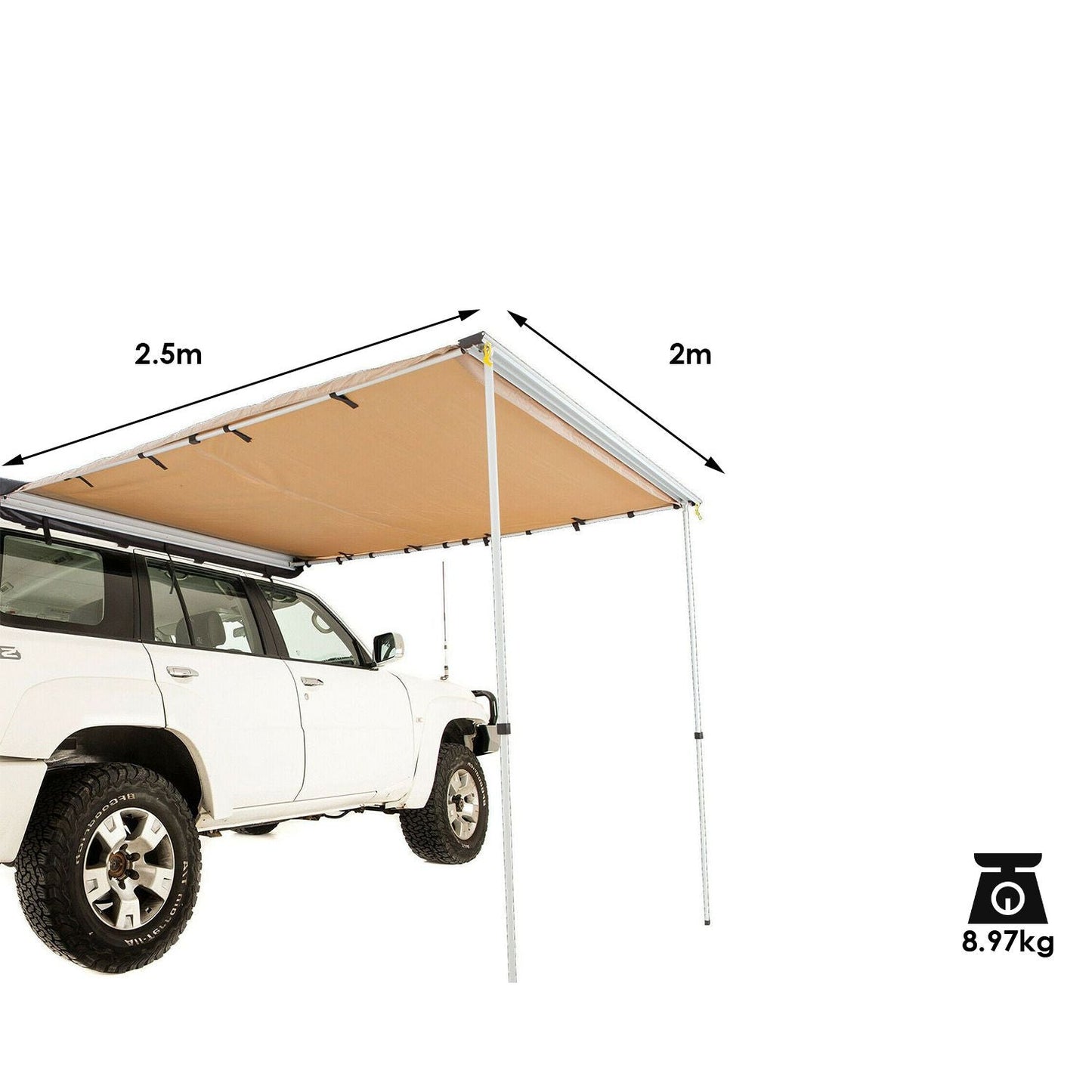 Kings 2x2.5m Side Awning | UPF50+ | 170gsm Waterproof | Suits All Vehicles Full Throttle Pakistan