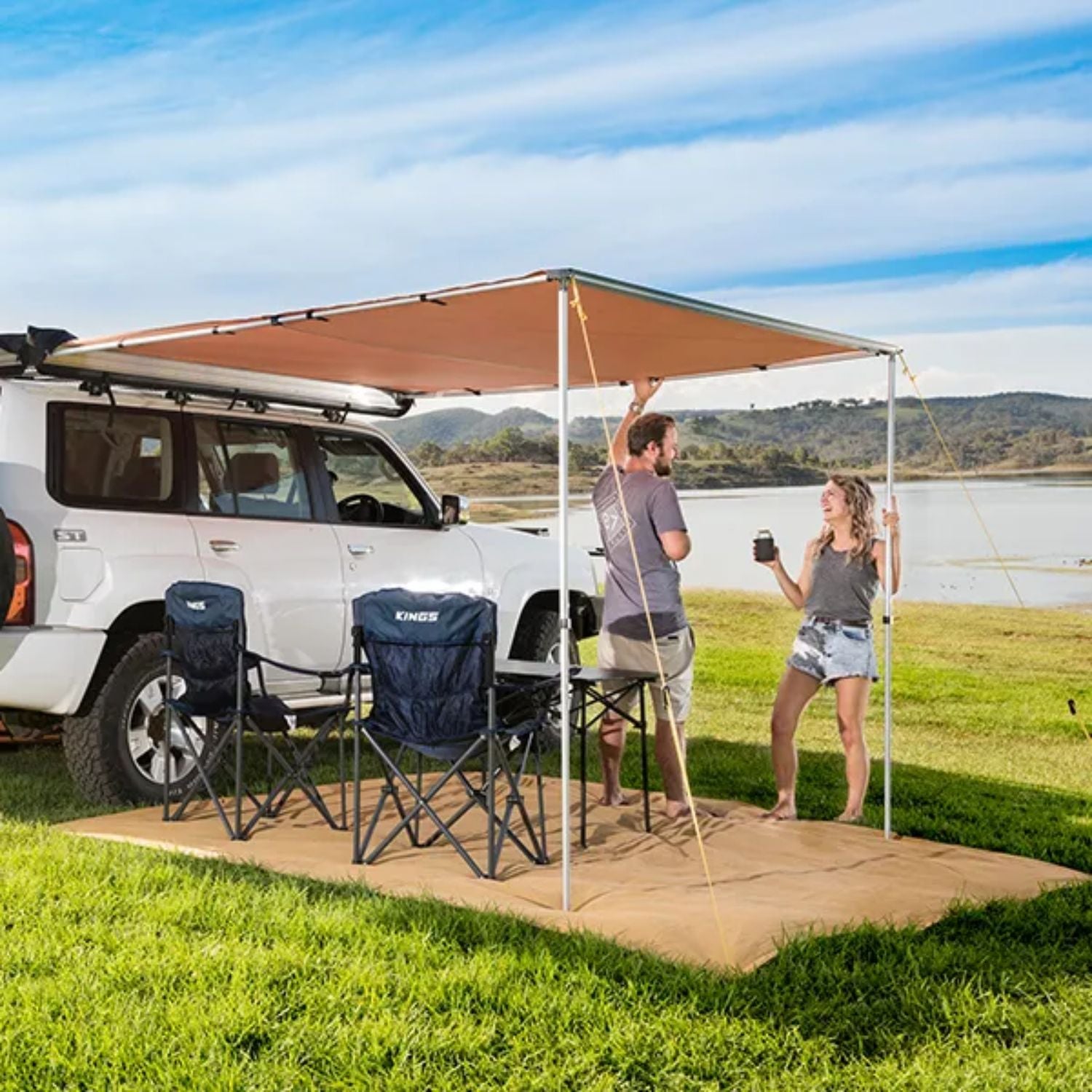 Kings 2x2.5m Side Awning | UPF50+ | 170gsm Waterproof | Suits All Vehicles Full Throttle Pakistan