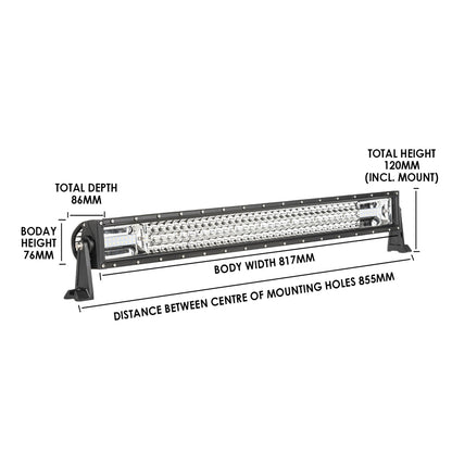 Kings Domin8r 32 inch LED Light Bar | 1 Lux @ 267m | 8827 Lumens | IP68 | Heavy-Duty Steel Mounts