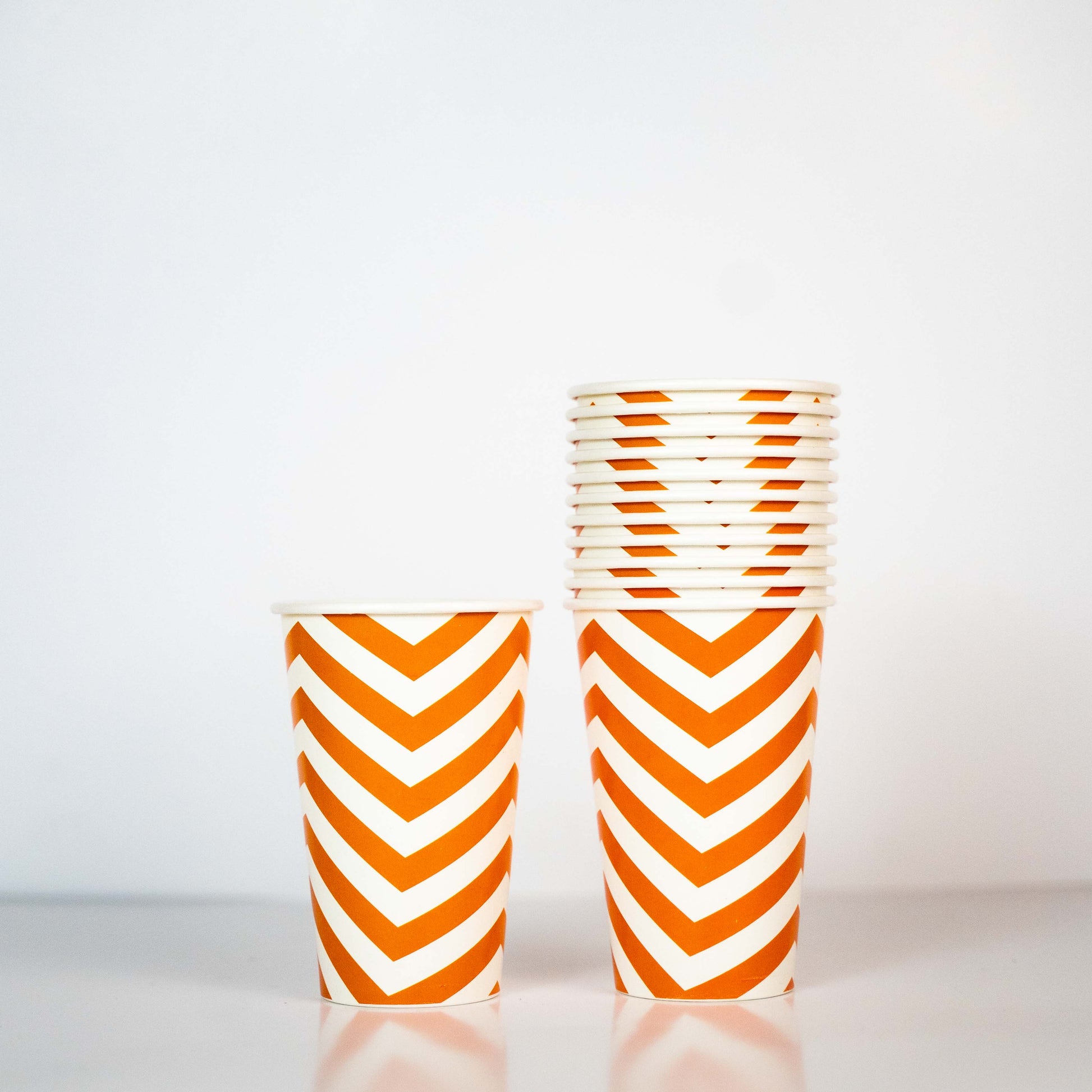 Orange Disposable Paper Glasses For Outdoor & Indoor Events