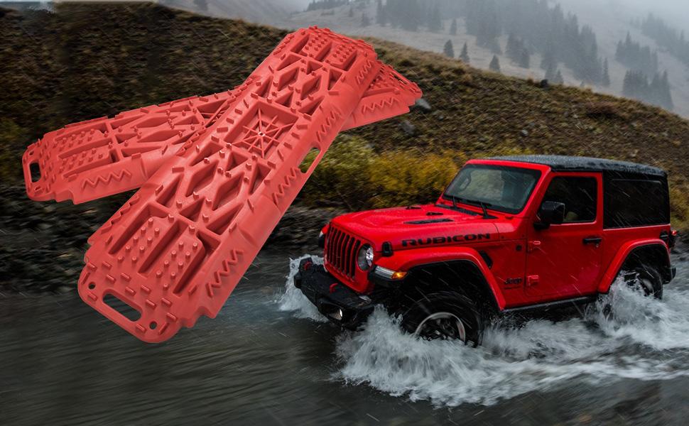 Offroad Recovery Track Boards with Jack Lift Base Red Full Throttle Pakistan