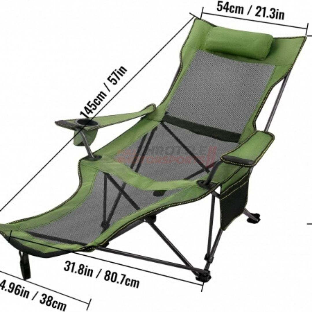 Outdoor Portable Camping Chair | Mesh Folding Reclining Camping Chair with Detachable Footrest Full Throttle Pakistan